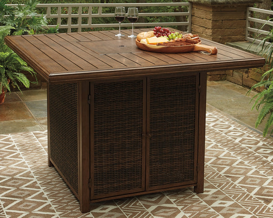 Paradise Trail Square Bar Table w/Fire Pit