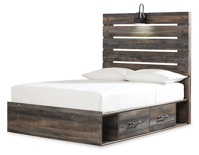 Drystan  Panel Bed With 2 Storage Drawers With Mirrored Dresser, Chest And Nightstand