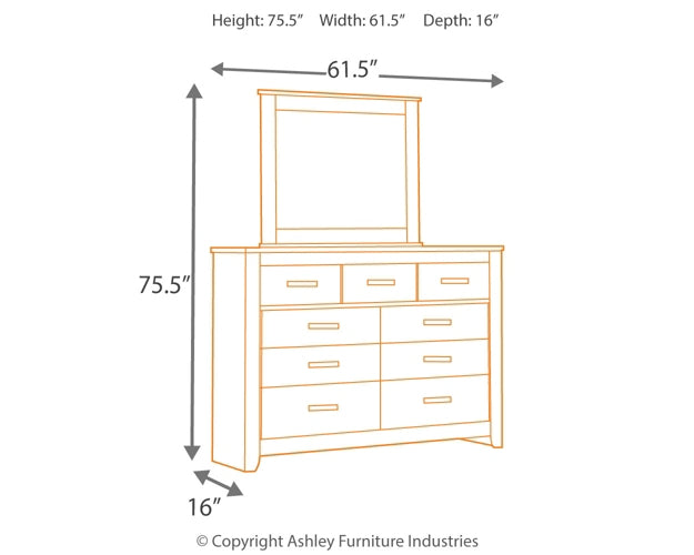 Brinxton King Panel Bed with Mirrored Dresser