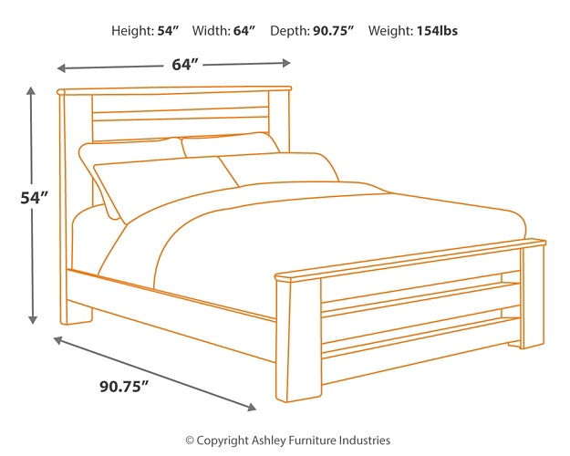 Zelen Queen Panel Bed with Mirrored Dresser