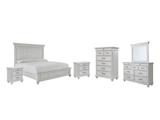 Kanwyn Queen Panel Bed with Mirrored Dresser, Chest and 2 Nightstands