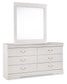 Anarasia Full Sleigh Headboard with Mirrored Dresser, Chest and 2 Nightstands