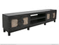 4 Doors & Shelves, 93" TV Stand, w/ Black finish