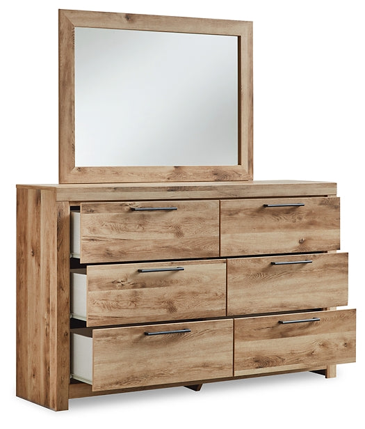 Hyanna Twin Panel Bed with Storage with Mirrored Dresser