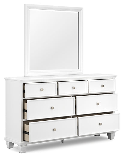 Fortman Full Panel Bed with Mirrored Dresser