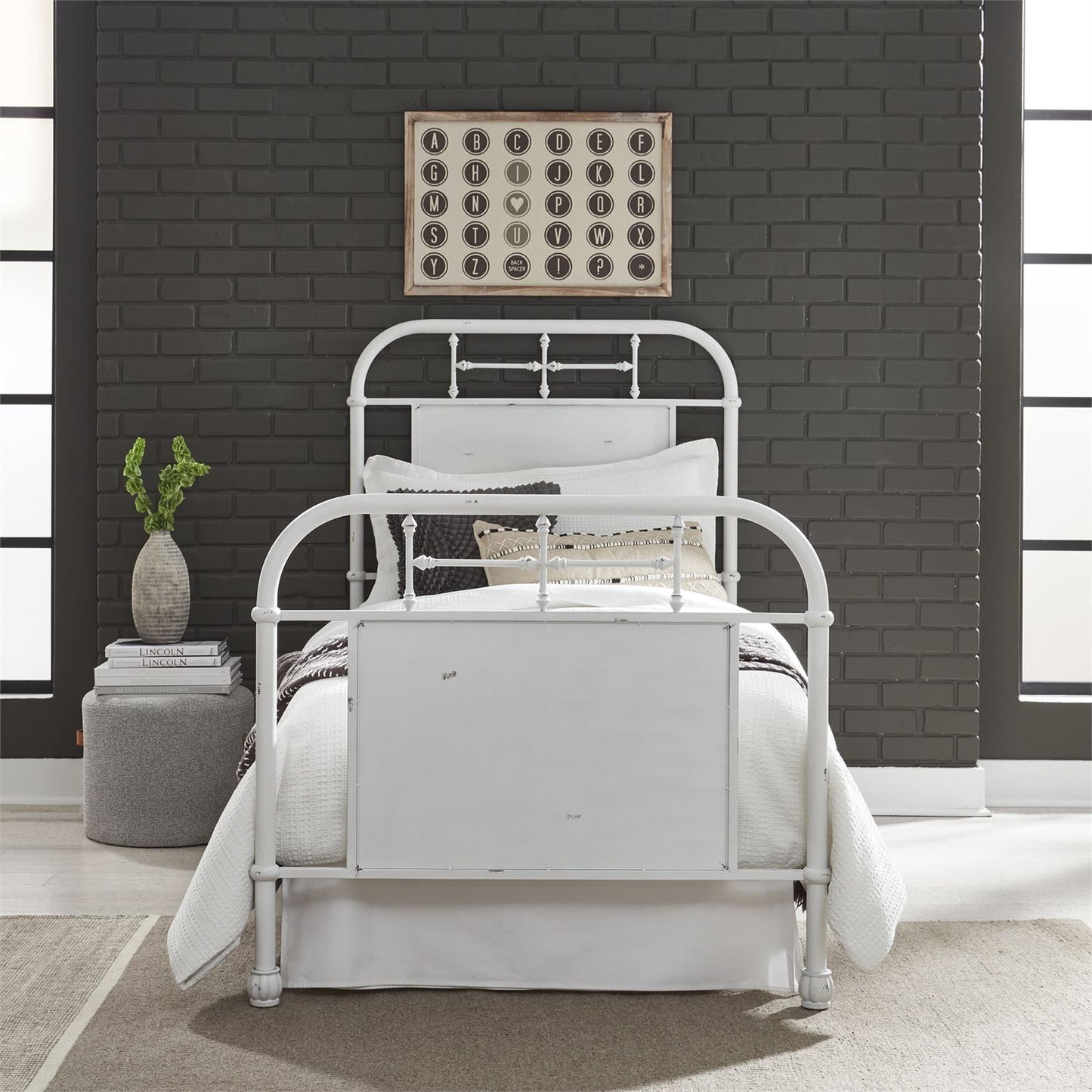 Vintage Series - Full Metal Bed - Antique White