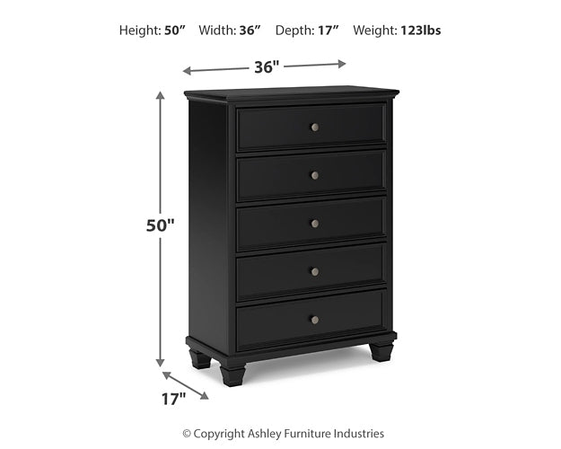 Lanolee Twin Panel Bed with Mirrored Dresser and Chest