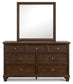 Danabrin Full Panel Bed with Mirrored Dresser and Chest