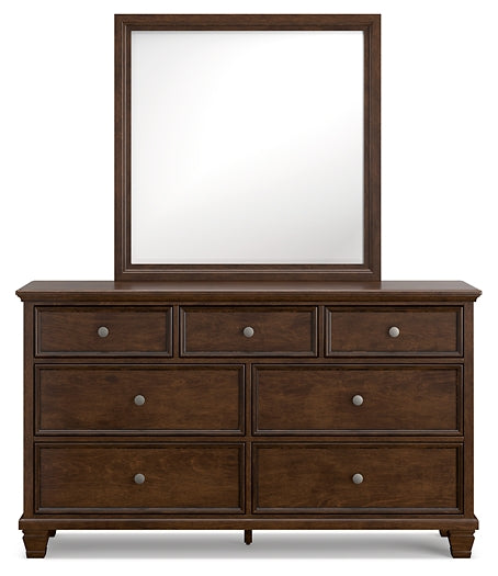 Danabrin Twin Panel Bed with Mirrored Dresser and Chest