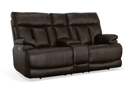 Clive Power Reclining Loveseat with Console and Power Headrests and Lumbar