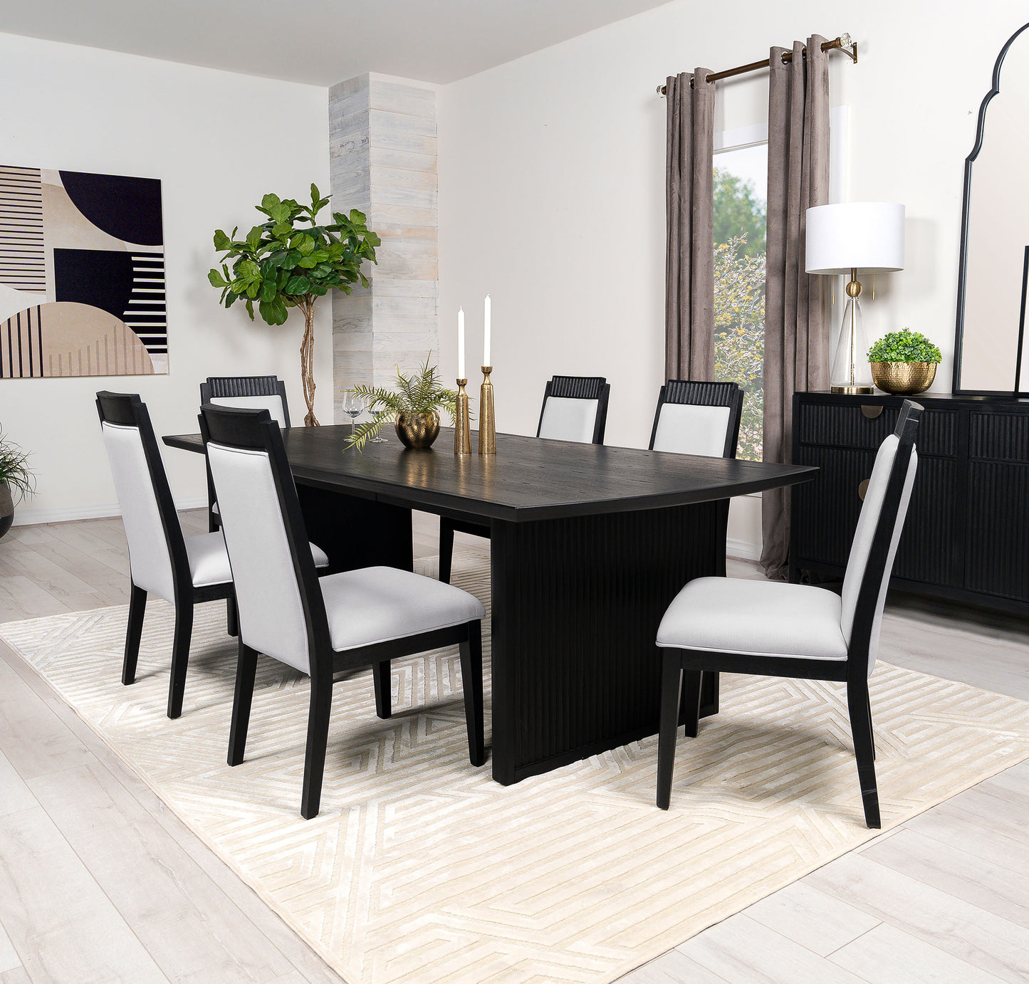 Brookmead 7-piece Extension Leaf Dining Table Set Black