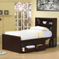 Phoenix Wood Twin Storage Bookcase Bed Cappuccino