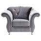 Frostine 3-piece Upholstered Tufted Sofa Set Silver