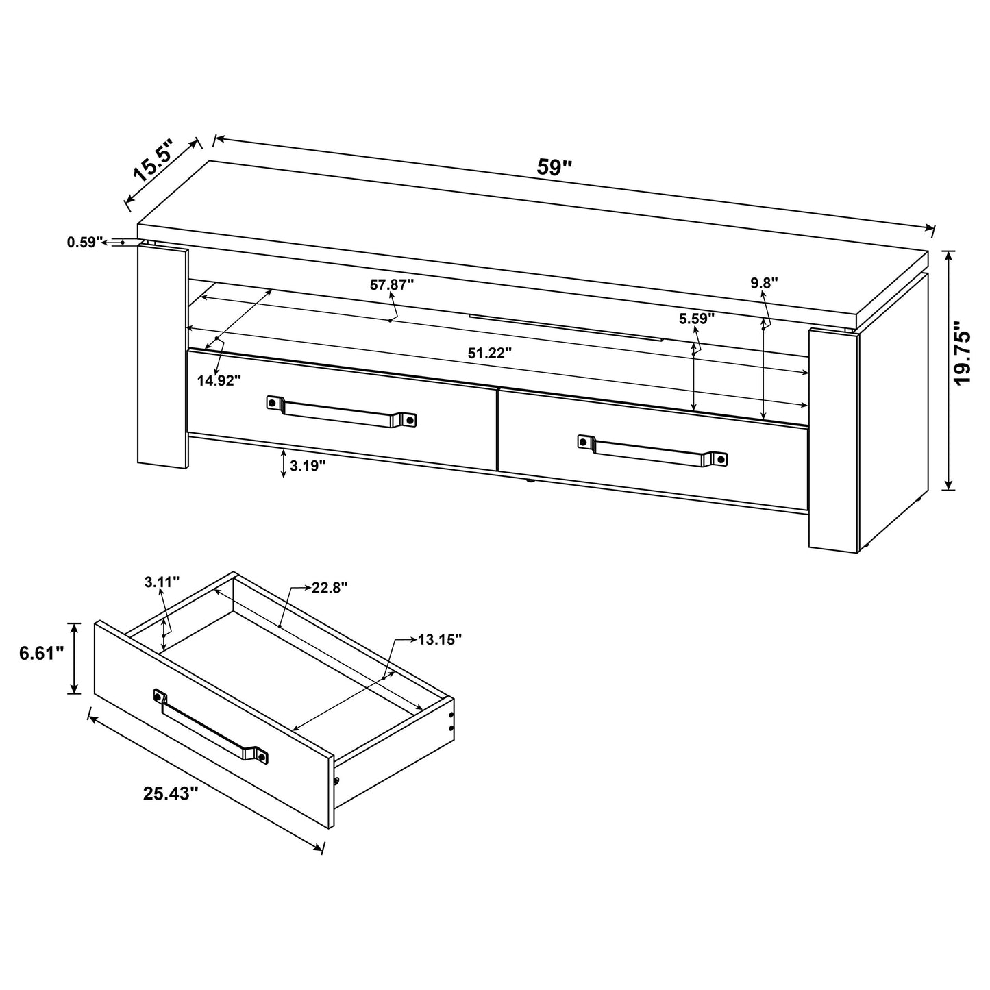 Elkton 2-drawer Engineered Wood 59" TV Stand Mango