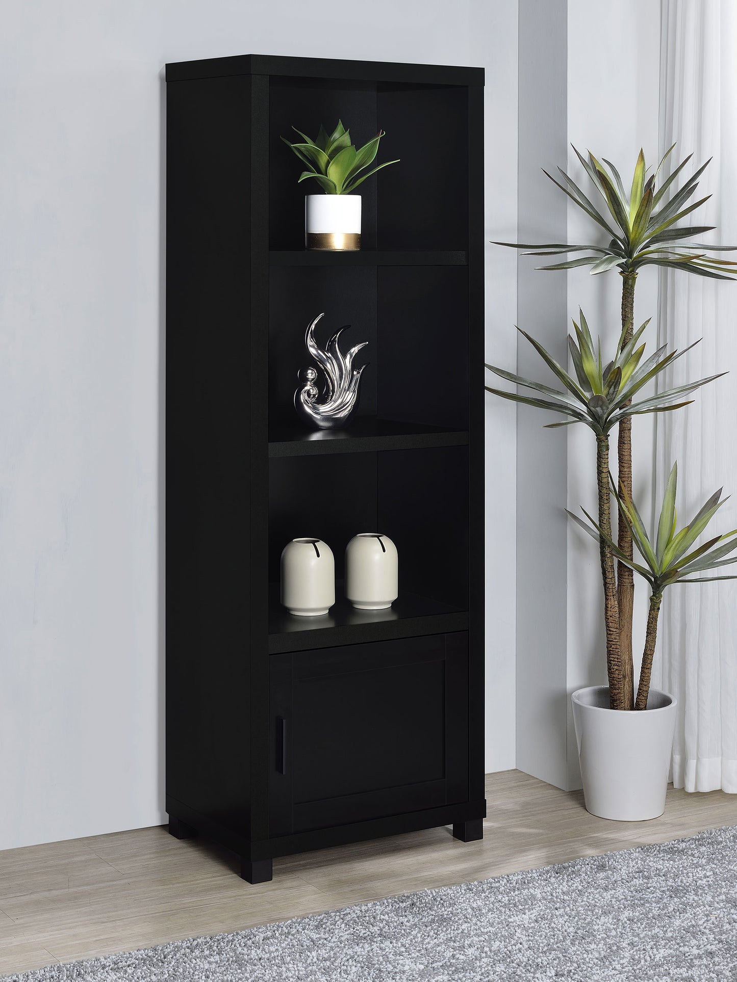 Jupiter 3-shelf Engineered Wood Media Tower Black