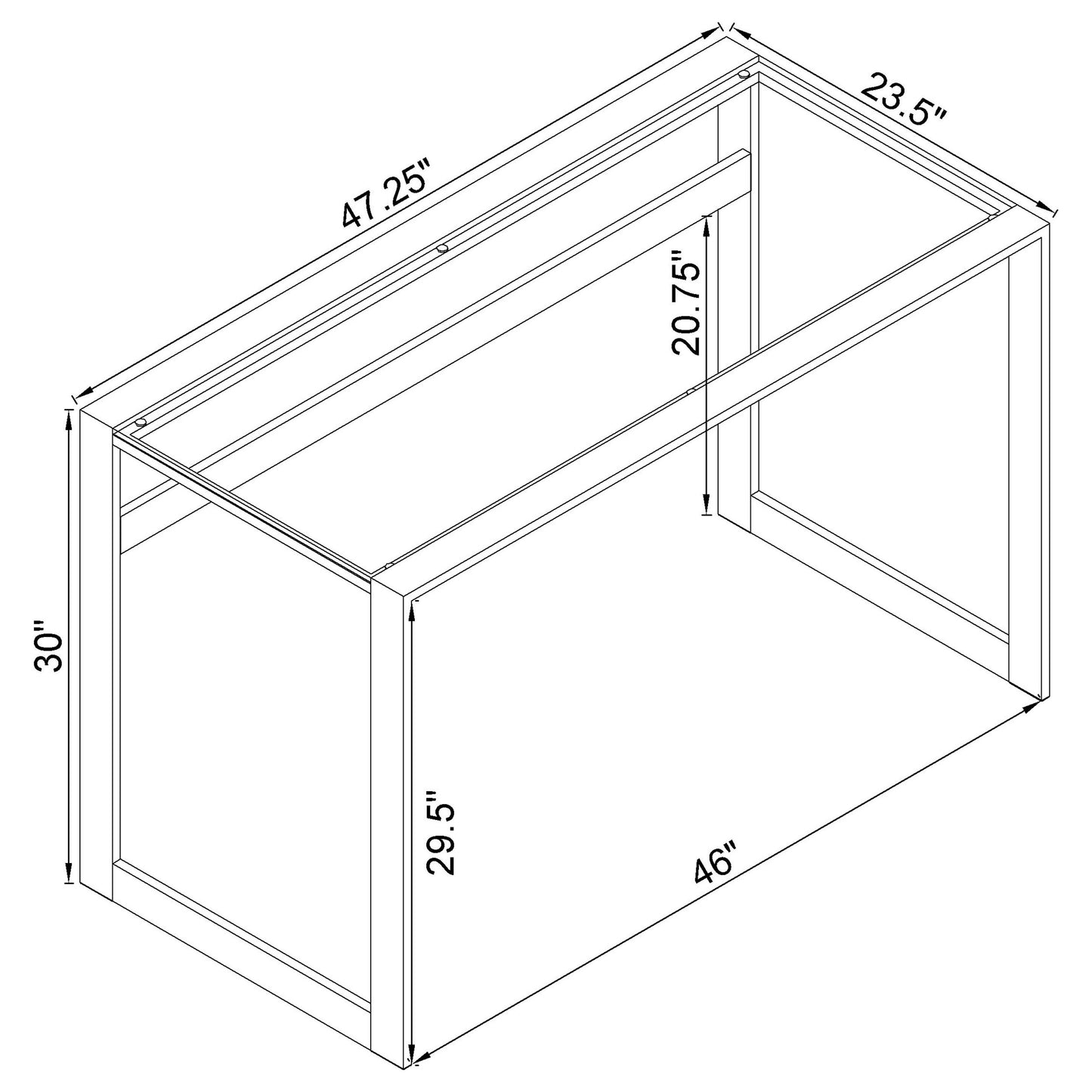 Hartford 47-inch Glass Top Writing Desk Chrome