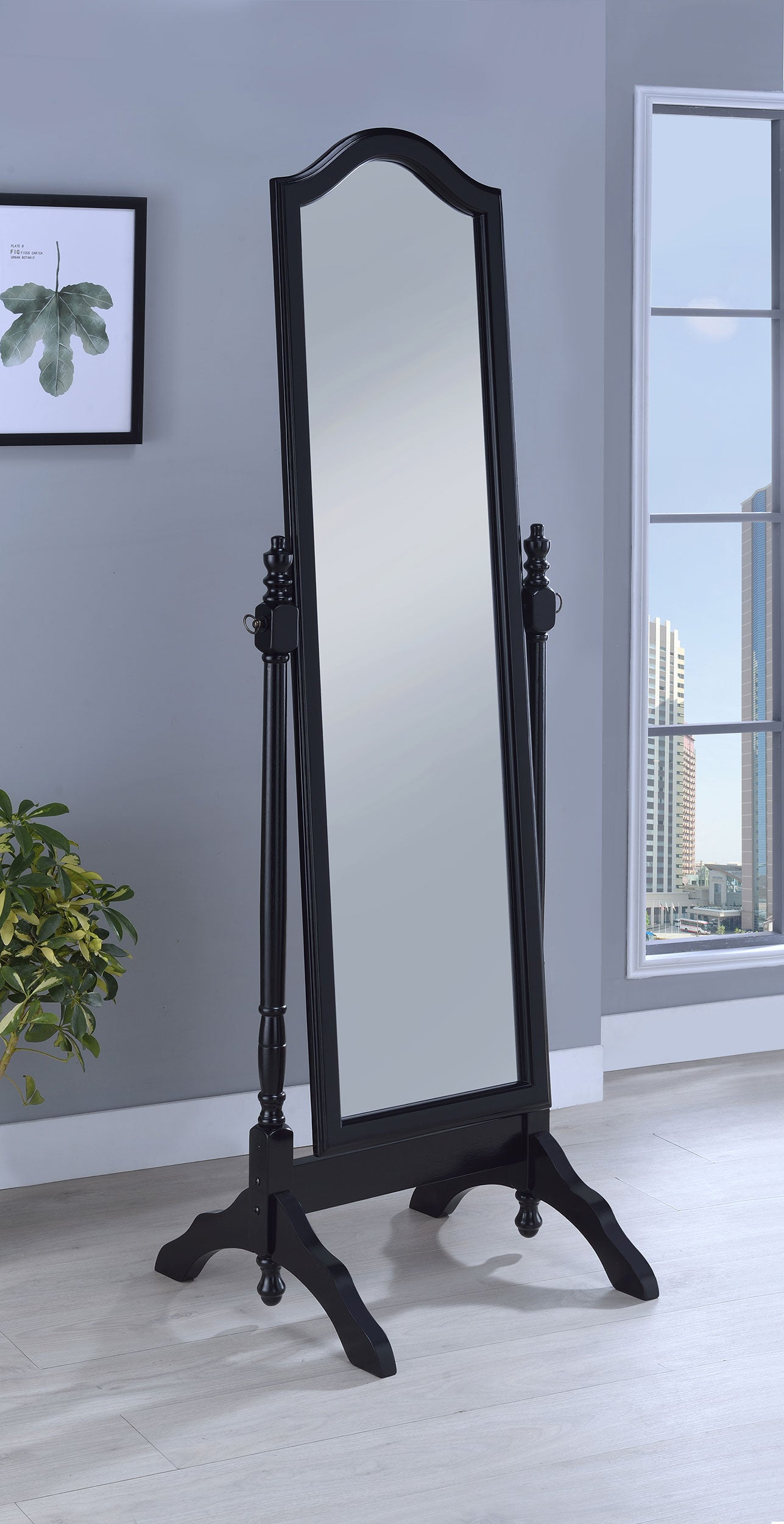 Cabot Wood Adjustable Full Length Cheval Mirror Black