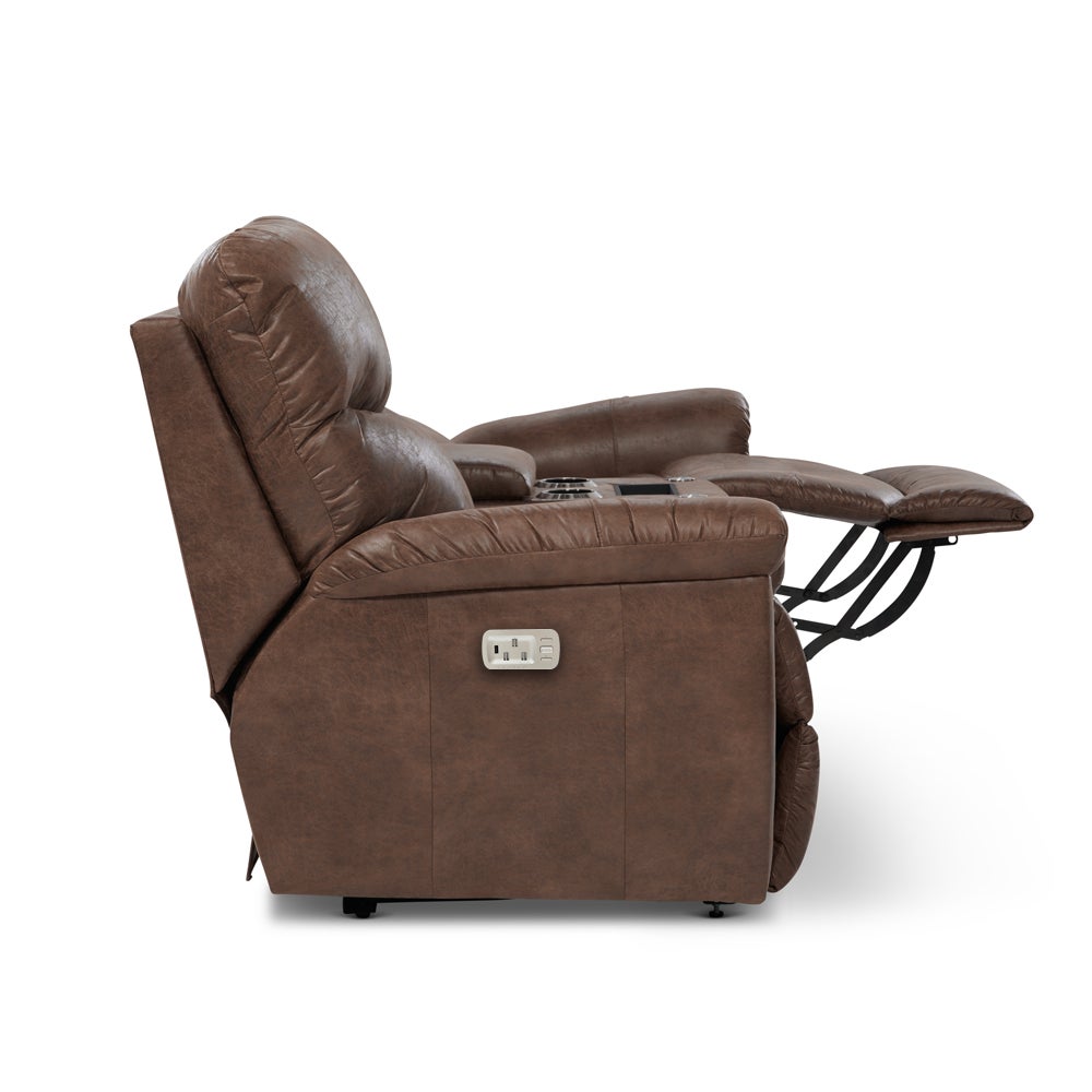 James Power Reclining Loveseat w/ Headrest & Console