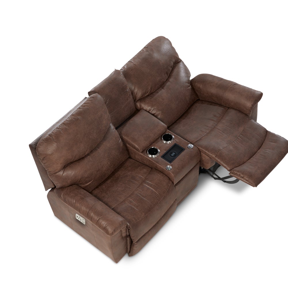 James Power Reclining Loveseat w/ Headrest & Console