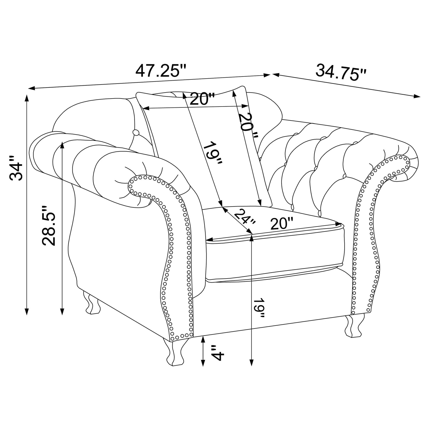 Frostine 3-piece Upholstered Tufted Sofa Set Silver