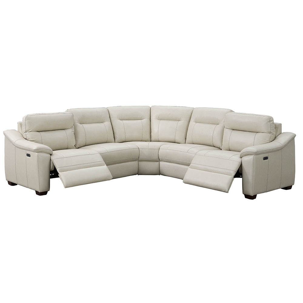 CASA 6-PIECE LEATHER DUAL-POWER RECLINING SECTIONAL, IVORY