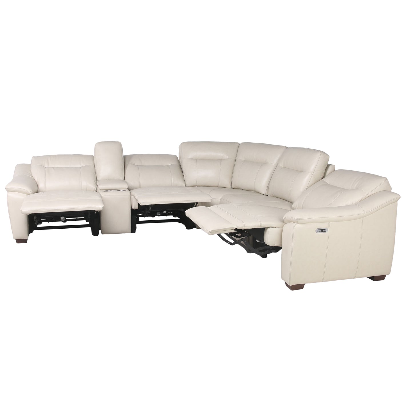 CASA 6-PIECE LEATHER DUAL-POWER RECLINING SECTIONAL, IVORY