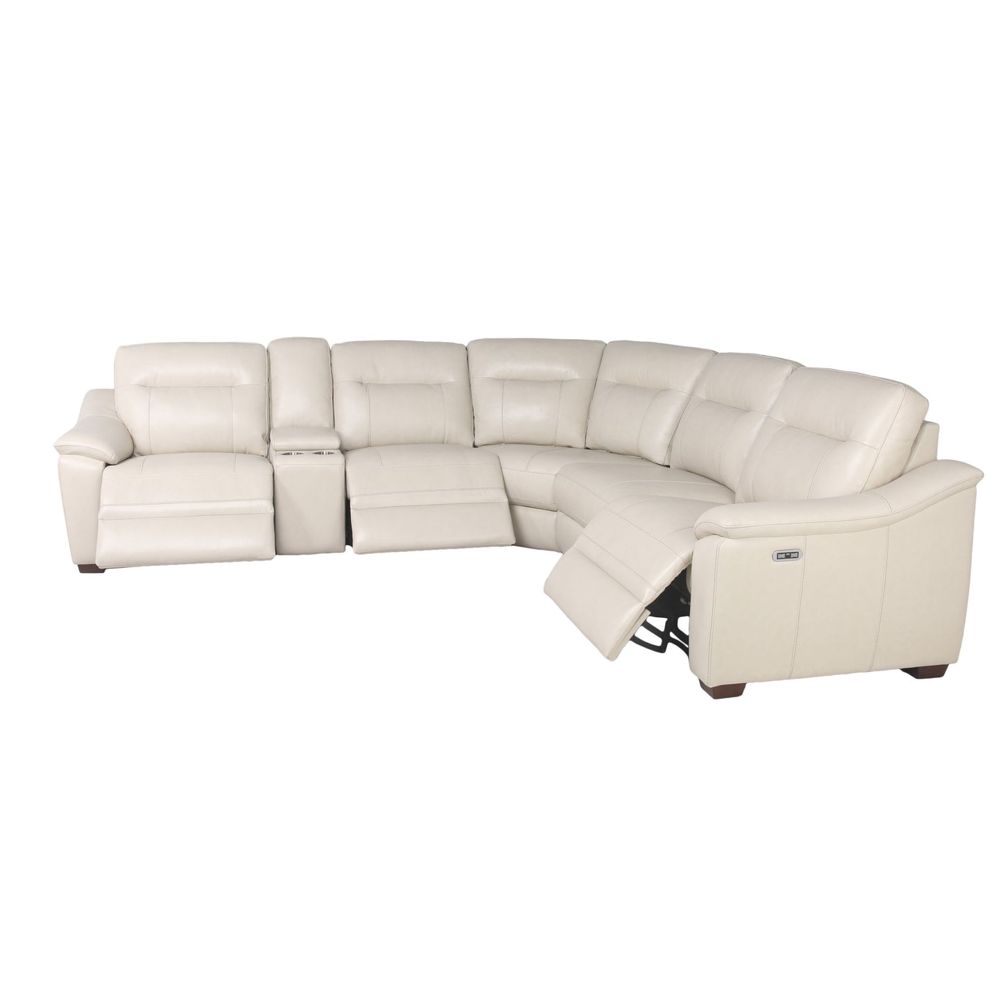 CASA 6-PIECE LEATHER DUAL-POWER RECLINING SECTIONAL, IVORY