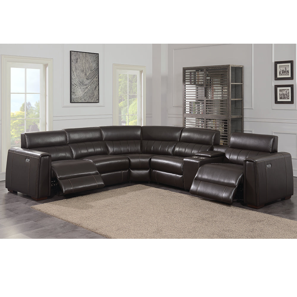 NARA 6-PIECE DUAL-POWER LEATHER RECLINING SECTIONAL