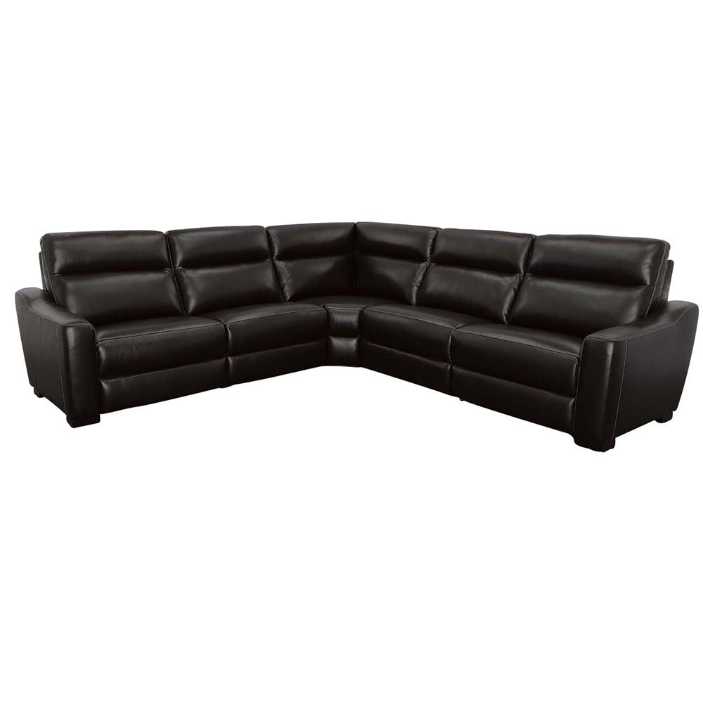 TRAVIS 5-PIECE DUAL-POWER LEATHER RECLINING SECTIONAL, BLACKBERRY