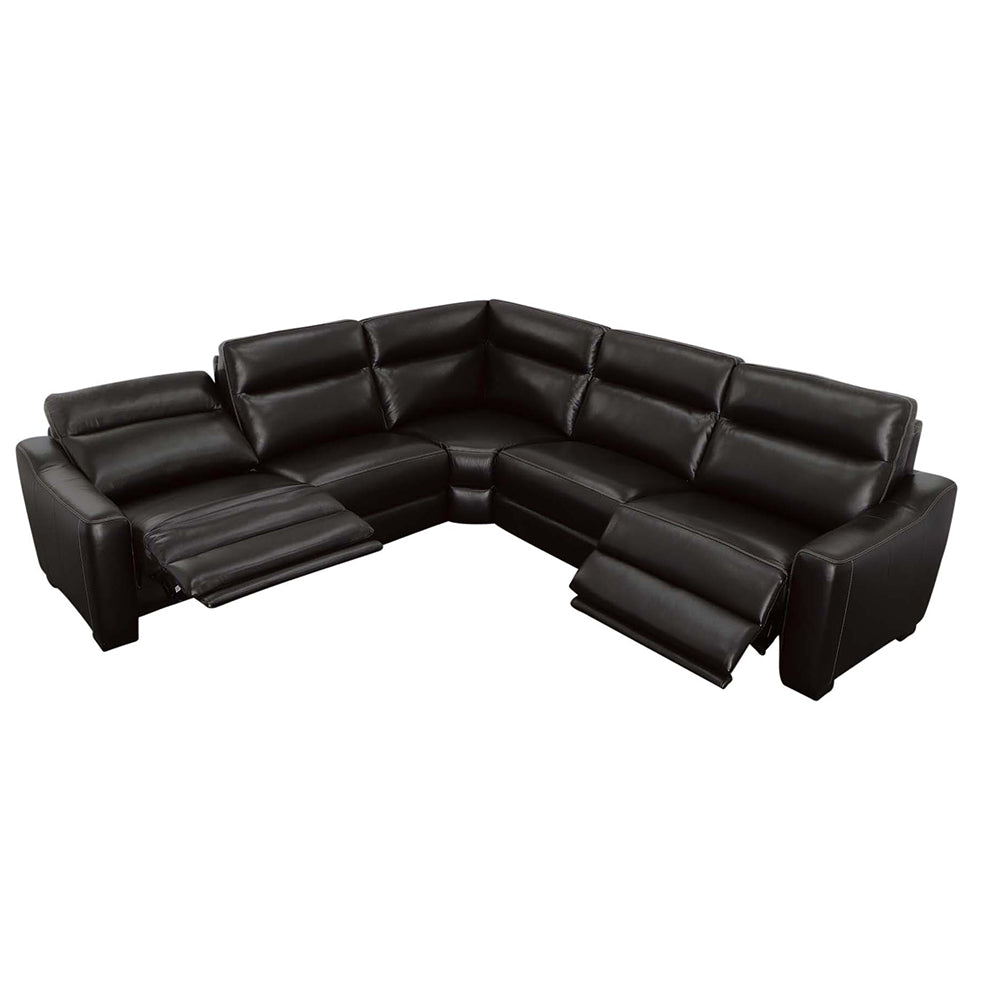 TRAVIS 5-PIECE DUAL-POWER LEATHER RECLINING SECTIONAL, BLACKBERRY