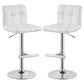 Lenny Upholstered Adjustable Bar Stool White (Set of 2)