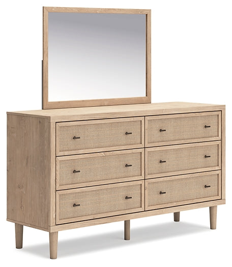 Cielden Full Panel Headboard with Mirrored Dresser