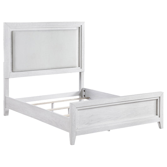 Marielle Eastern King LED Panel Bed Distressed White