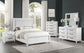 Marielle Eastern King Upholstered Panel Bed Distressed White