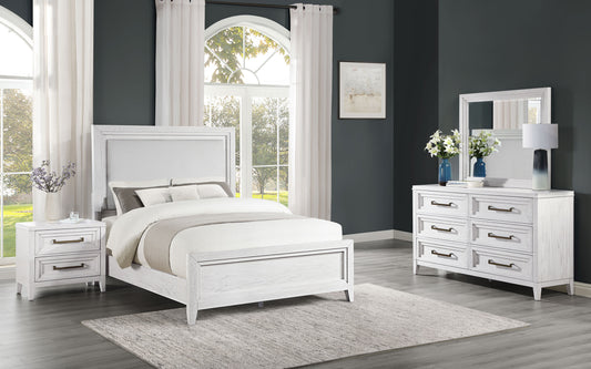 Marielle 4-piece Eastern King Bedroom Set Distressed White