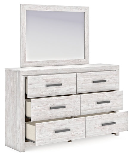 Cayboni Twin Panel Bed with Mirrored Dresser and Nightstand