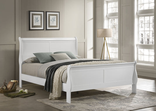Louis Philippe 47-inch Full Sleigh Panel Bed White