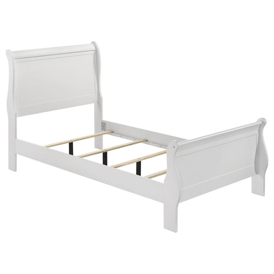 Louis Philippe 47-inch Twin Sleigh Panel Bed White