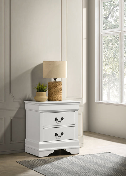 Louis Philippe 2-drawer Nightstand Bedside Table White