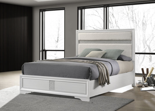 Miranda 55-inch Upholstered California King Panel Bed White