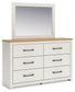 Linnocreek Full Panel Headboard with Mirrored Dresser