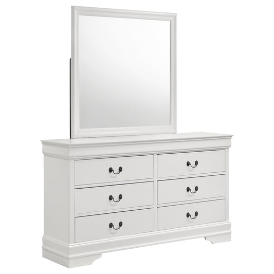 Louis Philippe 6-drawer Dresser and Mirror White