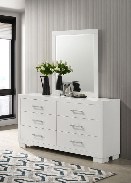 Jessica 6-drawer Dresser with Mirror Cream White