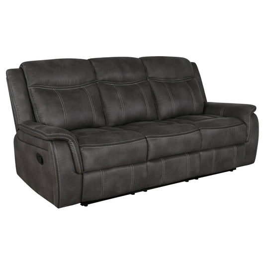 Lawrence 2-piece Upholstered Reclining Sofa Set Charcoal