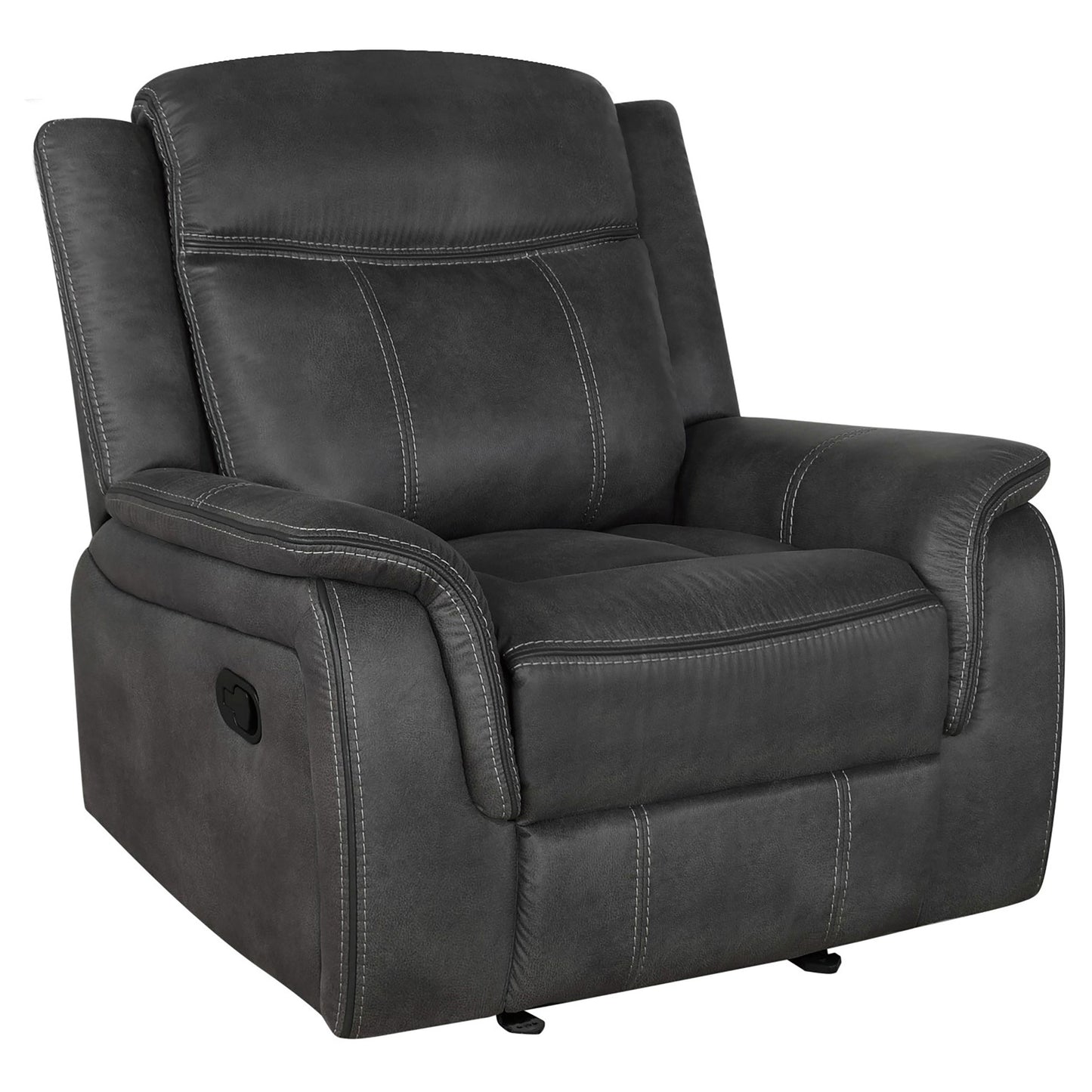 Lawrence Upholstered Padded Arm Glider Recliner Charcoal