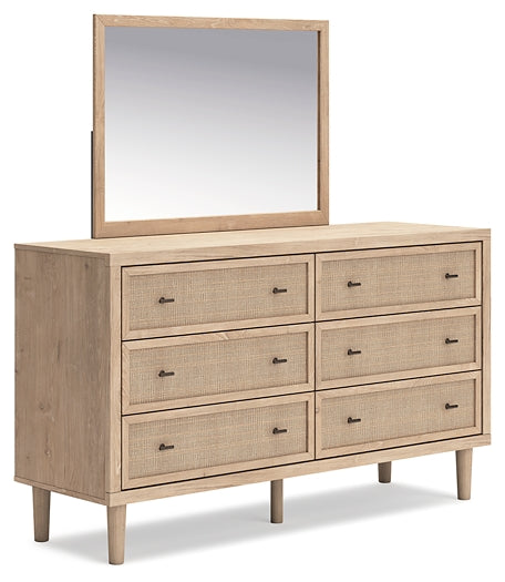 Cielden Queen Panel Headboard with Mirrored Dresser and Chest