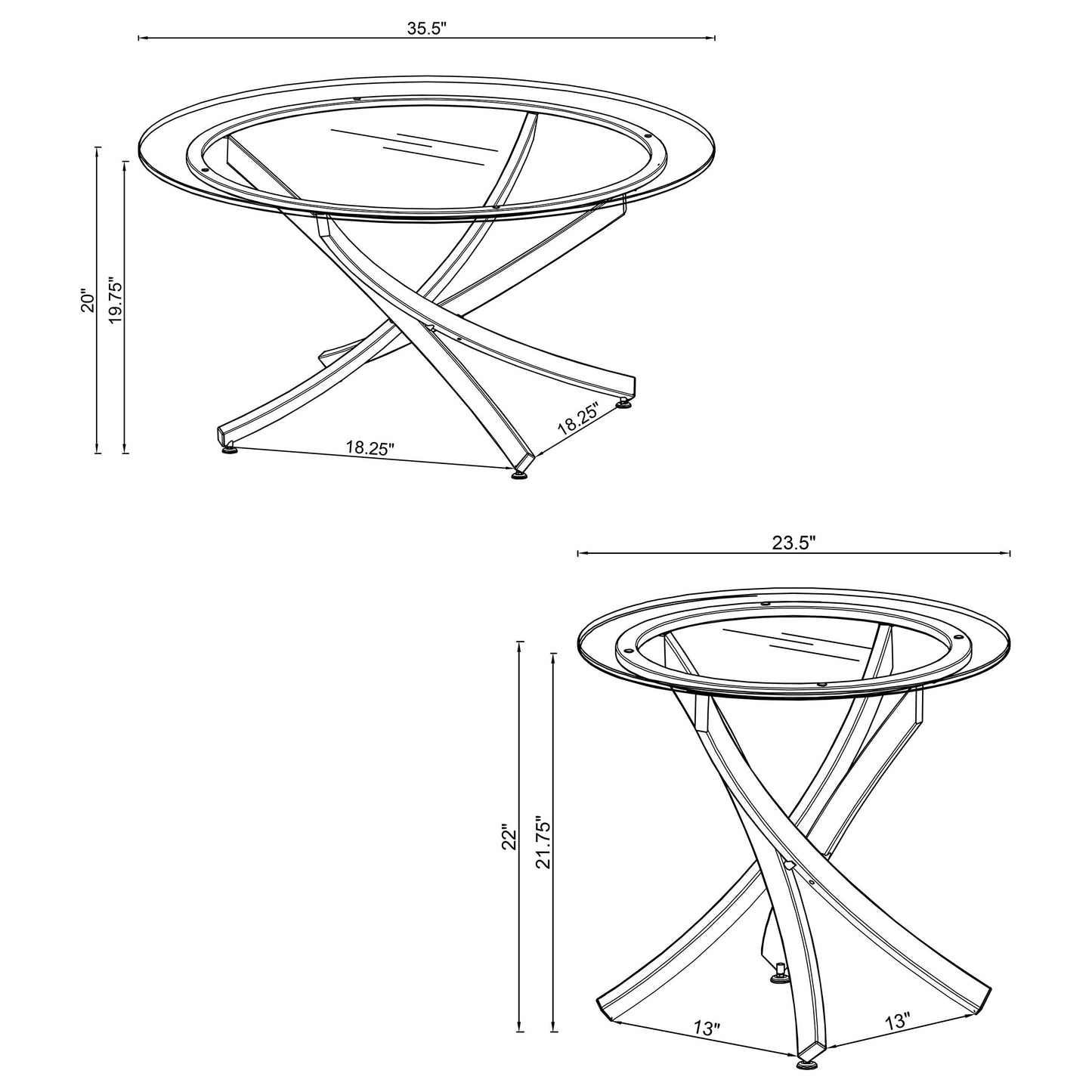 Brooke 2-piece Round Coffee and End Table Set Rose Brass