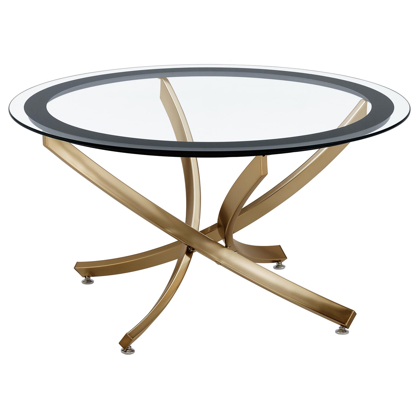 Brooke 3-piece Round Glass Top Coffee Table Set Brass