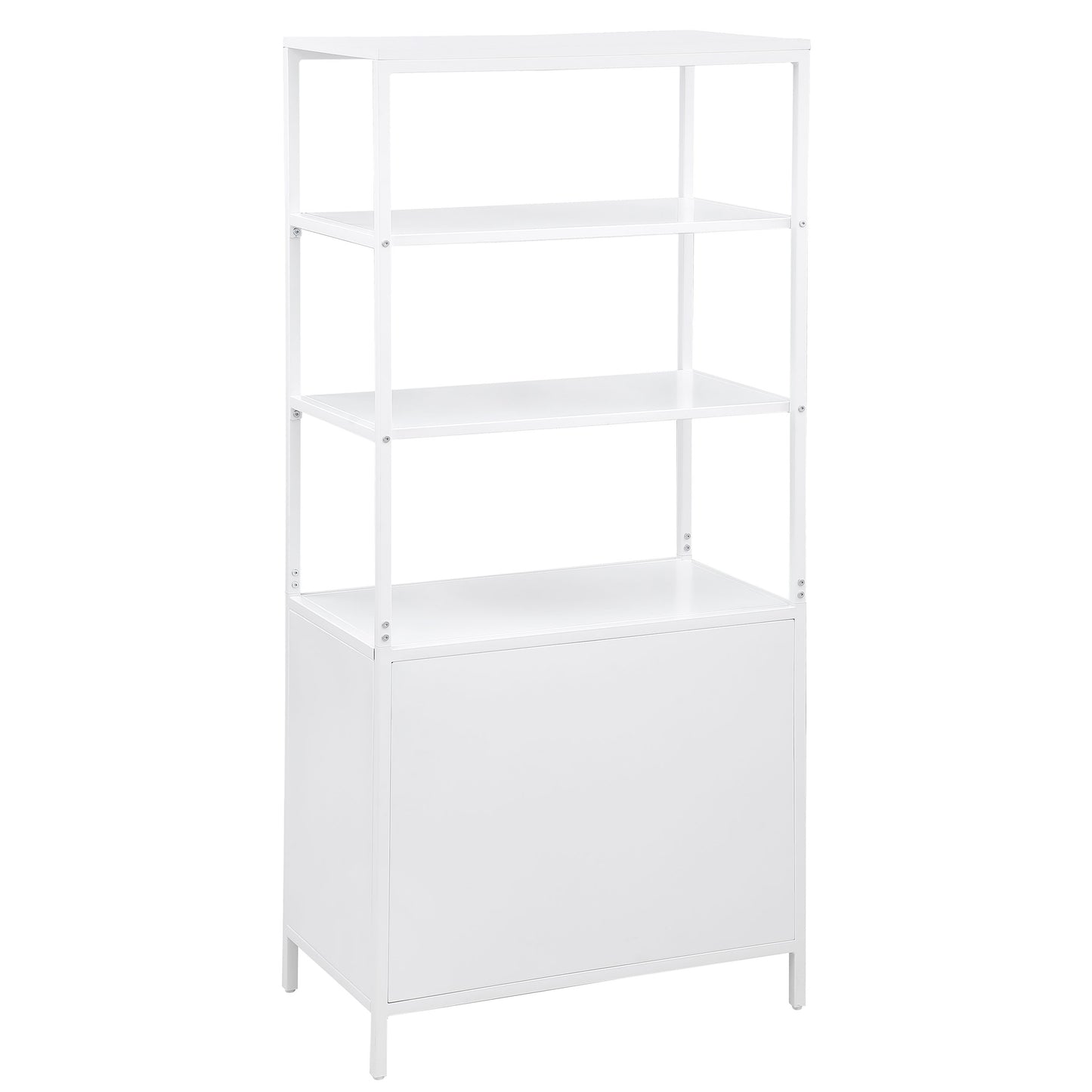 Amherst 3-shelf Radio Weave Cane Metal Accent Cabinet White