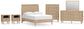 Cielden Full Panel Bed with Mirrored Dresser, Chest and 2 Nightstands